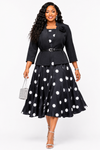 Royal Elegance Jacket & Midi Dress Set(Black)