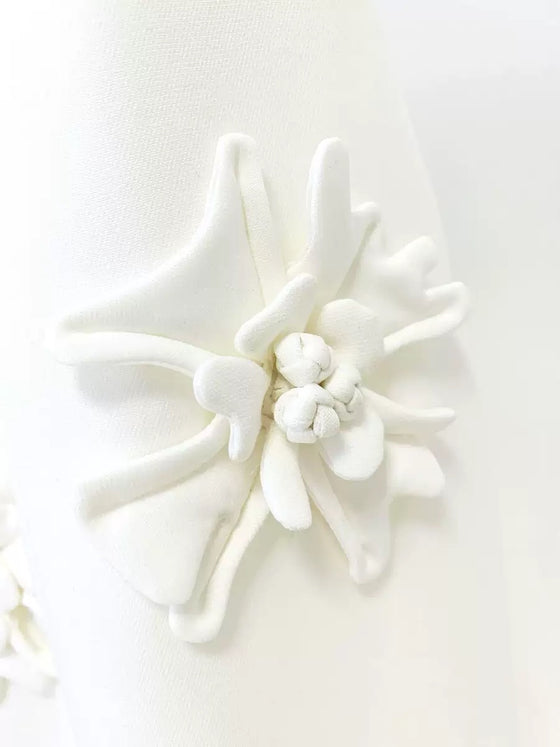 Elegant White 3D Floral Embellished Blazer Jacket(PREORDER ONLY)