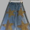 Golden rhinestone Starburst Wide-Leg Denim(BOTTOM)