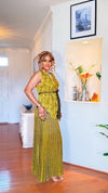 GOLDEN SHIMMER SLEEVELESS TOP/PLEATED PALAZZO PANT SET