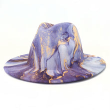  Marble Swirl Wool Fedora Hat(Purple)