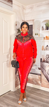 Savanna Luxe Sparkle Jogger Set” (Red)