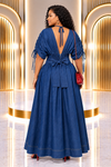 THE DENIM GRACE CORSET MAXI DRESS