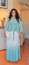 OMBRÉ 2PCS PLEATED SKIRT SET(MINT GREEN)