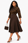 Elegant Grace Bow Midi Dress(Brown)