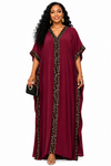 Safari Luxe Leopard Kaftan(Wine)