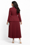 Royal Essence Pleated Skirt Set(Wine/Burgundy)