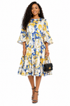 Blooming Grace Floral Midi Dress(Mustard)