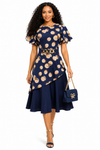 Navy Gold Dot Majesty Dress