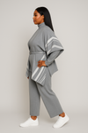 Luxe Belted Knit 3-Piece Set – Gray Elegance