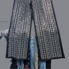 Crystal/ Rhinestone Wide-Leg Denim(Bottom)