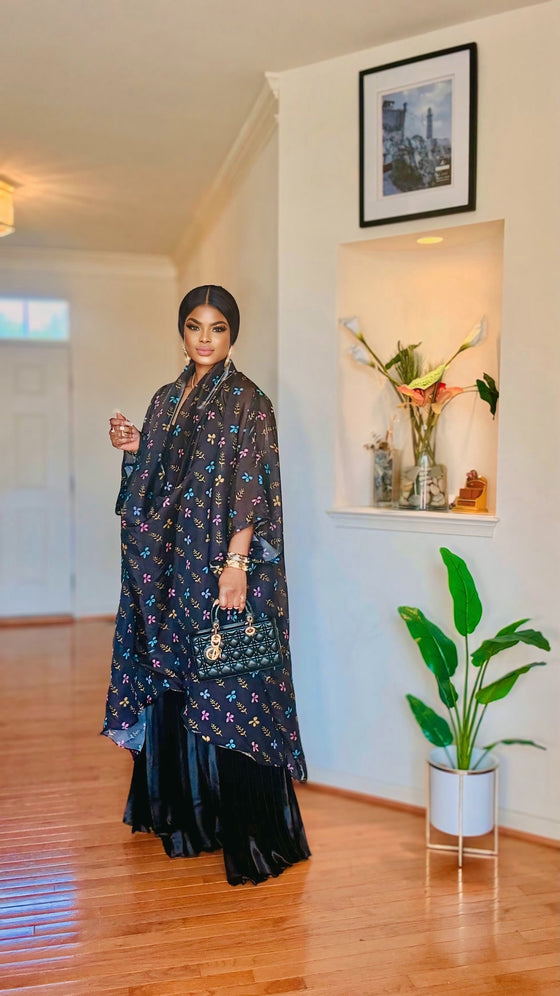 Elegant Draped Blouse & Pleated Pants Set🌸✨(BLACK)