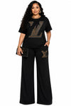 Royal Luxe Crystal Pant Set(Black)