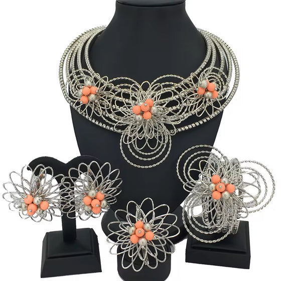 18K HIGH QUALITY JEWELRY BIG SET(SILVER)