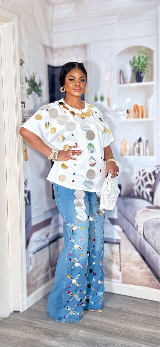 2-piece Luxe Mirror Disc Denim Set