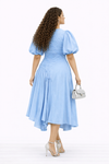 Royal Sky Draped Midi Dress
