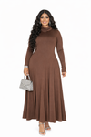 Mocha Turtleneck Flowy Maxi