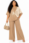 PREORDER 26- KHAKI 2- PIECE  KNIT PANT SET