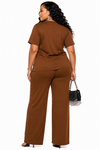 Diamond Glam Rhinestone Pant Set(Brown)