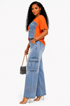 Luxe Utility Denim Cargo Set(Orange)