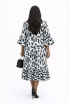 Signature Printed Luxe Midi Dress(white/Black)