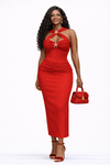 Scarlet Siren Sculpt Luxe Bodycon Dress(Red)