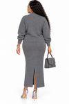 PREORDER 14 – GRAY KNIT SKIRT SET