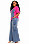 Luxe Utility Denim Cargo Set(Pink)
