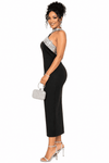 Noir Crystal Collar Bandage Dress(Black)