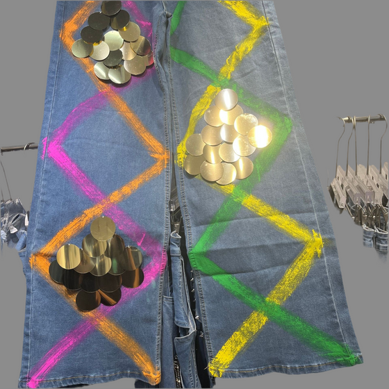 Neon Disco Wide-Leg Denim(Bottom)