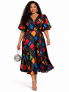 Timeless Charm Wrap Midi Dress(Black Multi)