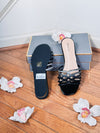 CHRISTBELLA OMBRÉ RHINESTONE SLIPPERS(SILVER-BLACK)