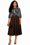 Executive Elegance Bow Midi Dress(Brown)