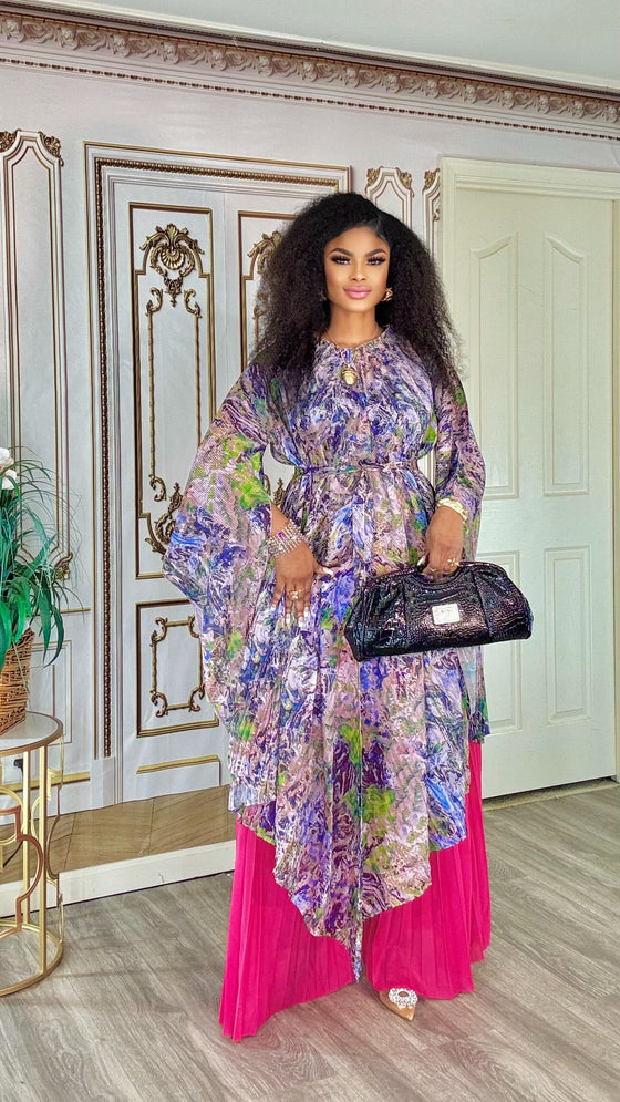 2 piece multi color Painted Bloom MIYAKI Pleated Set(PREORDER)