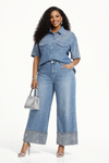 Crystal Cuff Denim Palazzo Set