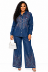 2 piece Crystal Pathway Denim pant Set