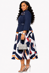 Royal Elegance Jacket & Midi Dress Set(Dark blue)