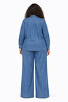 Golden Petal Luxe Denim Palazzo Set