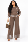 PREORDER 38- BROWN 2PIECE  KNIT PANT SET