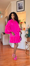 3 QUART SLEEVE MIDI DRESS(PINK)