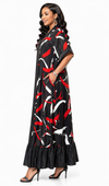 Iconic Flow Maxi Dress – Noir Red Stroke