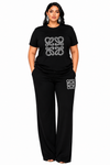 Black Luxe Rhinestone Pant Set