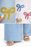 Chic Ribbon Luxe Denim Palazzo Set