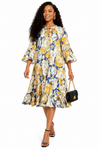 Blooming Grace Floral Midi Dress(Mustard)