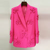 Bold Pink 3D Floral Embellished Blazer Jacket(PREORDER ONLY)