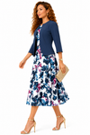 Midnight Bloom Jacket Dress Set(Navy/cream)