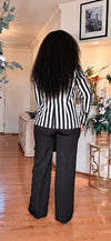 BLACK-WHITE STRIPE BLAZER SUIT SET