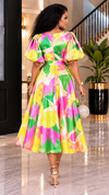 Timeless Charm Wrap Midi Dress(Floral)