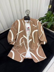  Abstract Print Blazer(tan)