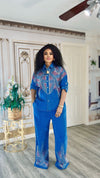 2 piece Crystal Pathway Denim pant Set(PREORDER)